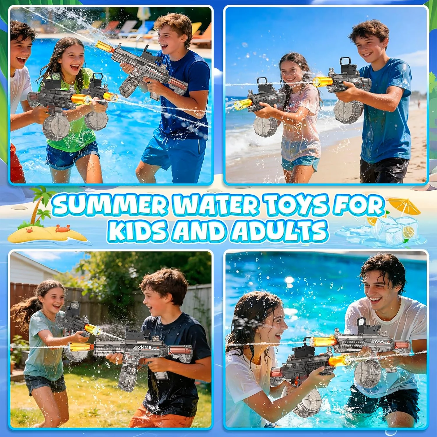 Woman relaxing on Lazy Captain motorized pool float in a swimming pool AND PLAY WITH LAZY GUN