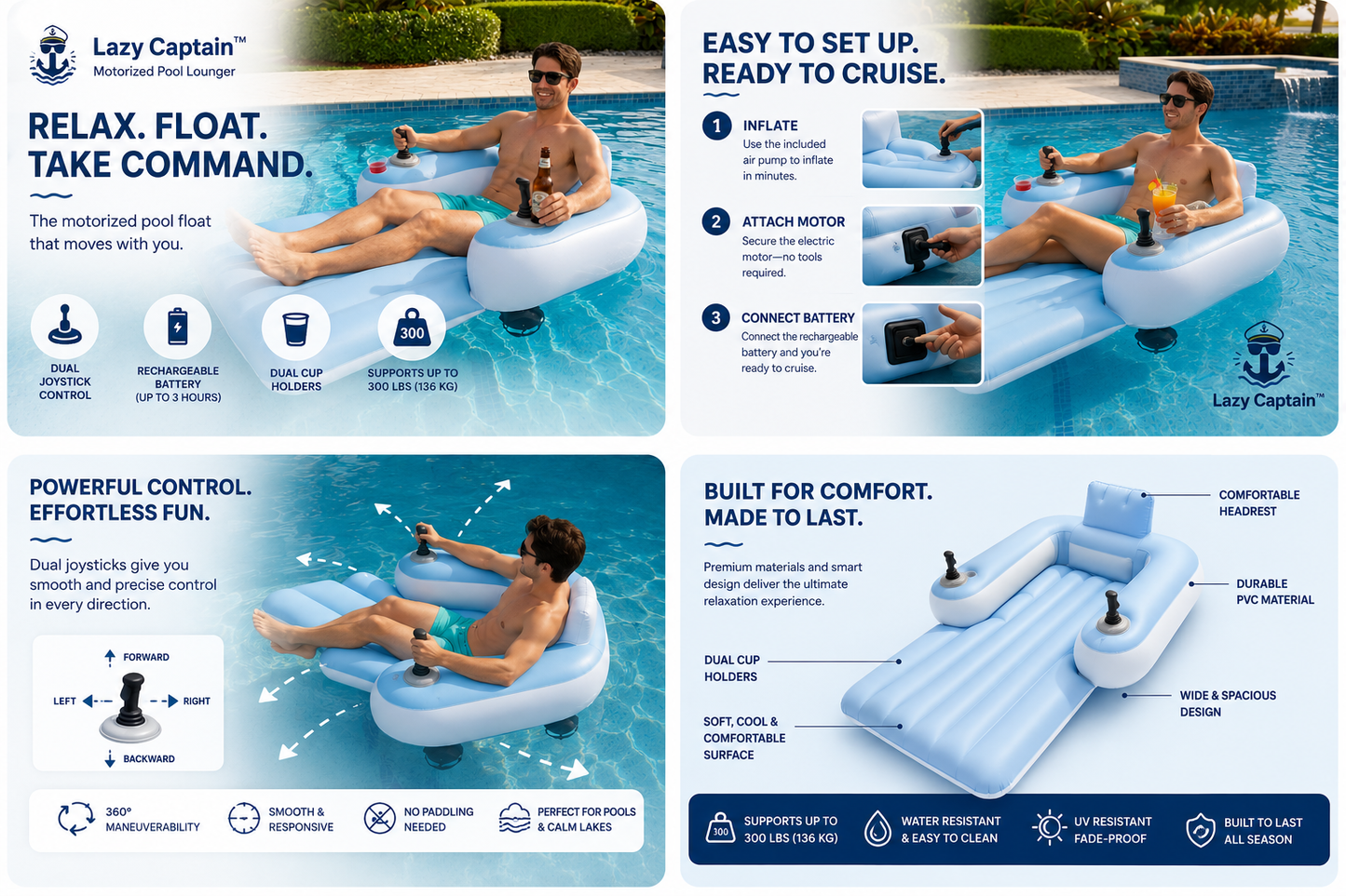 lazy-captain-motorized-pool-float-complete-overview