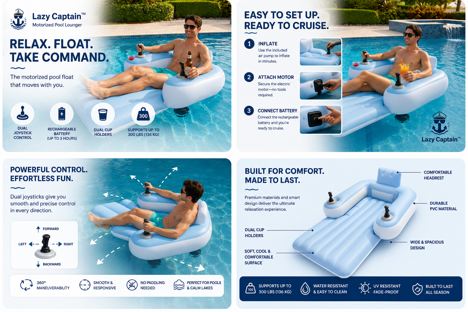 lazy-captain-motorized-pool-float-complete-overview